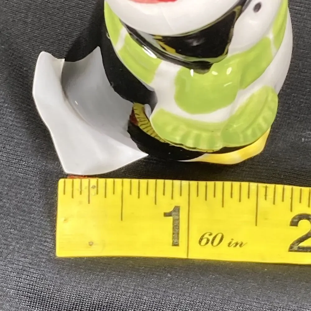 Penguins Salt and Pepper Shakers Ceramic 3 inch Winter Hats Christmas Cabincore